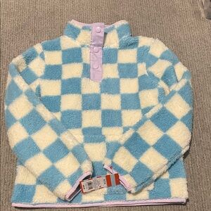 Cat & Jack Blue and White Checkered Fleece Hoodie
